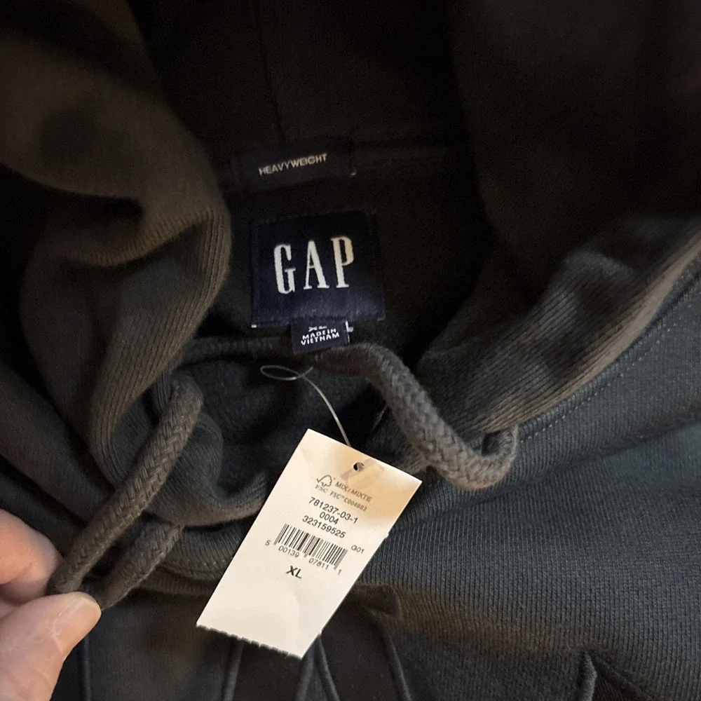 Gap Men's X-Large XL‎ Arch Logo Hoodie Sweatshirt Black Oversized Relaxed NWT - Picture 4 of 4
